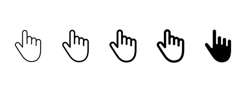 Click icon. Hand pointer tap gesture illustration. Finger tap action symbol for mobile UI sign. Touch selection interface pictogram. Minimal cursor design symbol. vector