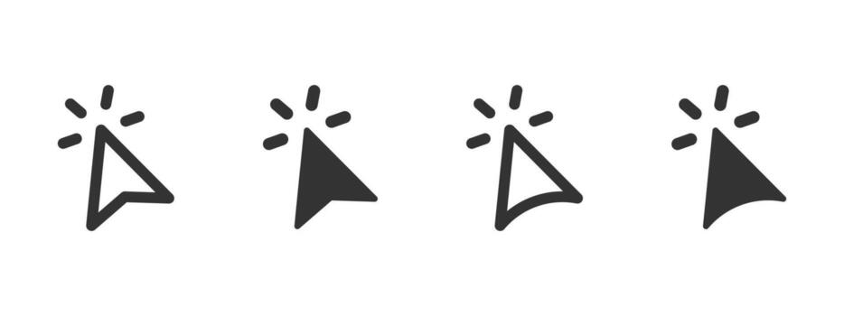 Cursor icon. Arrow pointer with click rays illustration. Used for web, app and desktop navigation symbol. Tap, press or trigger action sign. UI element for user interface pictogram. vector