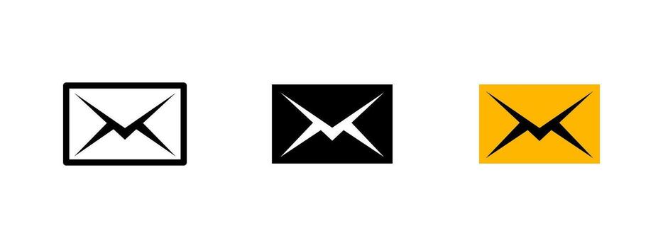 Email icon. Closed envelope symbol with sharp angular style illustration. Incoming mail or unread message symbol. Used in UI alerts and communication tools sign. Envelope pictogram. vector