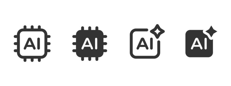 Ai icon. Processor chip and neural network badge illustration. Represents artificial intelligence, automation and smart digital system symbol. Useful for tech and innovation sign. vector