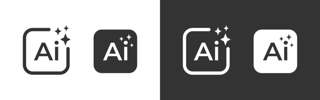 icon. Sparkling artificial intelligence sign with clean minimalistic style illustration. Innovative digital technology and automation symbol. Future smart systems design sign. vector