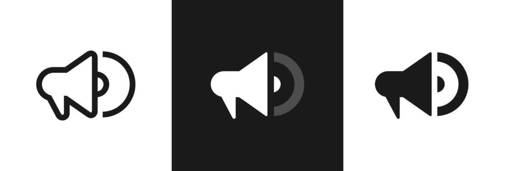 Volume control icon. Audio speaker sound waves illustration. Interface element for adjusting sound levels symbol. Media player and system audio output sign. Music and voice settings pictogram. vector
