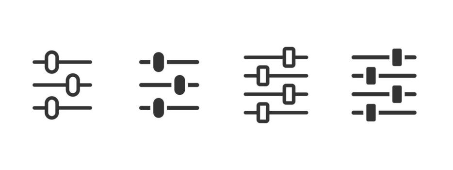 Settings sliders icon. Horizontal control bars for sound, equalizer, and customization illustration. Interface adjustment and configuration symbol. System management and optimization sign. vector