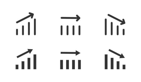 Analytics chart icon. Business graphs showing growth, stability and decline illustration. Data analysis and financial performance report symbol. Trend metrics visualization sign. vector