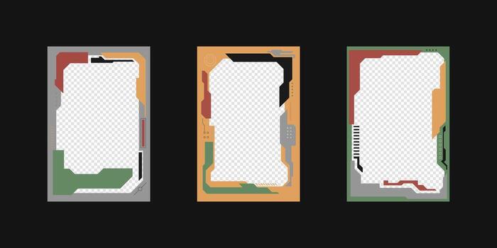 Collection of player frames template. Cyberpunk style. vector