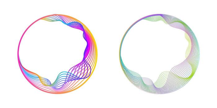 Rainbow Line Art Circular Frame Graphics vector