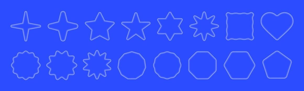 Set of abstract inner glow frames in various geometric and star shapes on a minimal background, perfect for modern design, templates, and UI elements vector