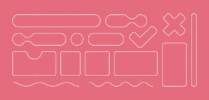 Set of minimal inner glow UI shapes and frames, geometric elements for web design, apps, banners, icons, and graphic projects on a modern background vector