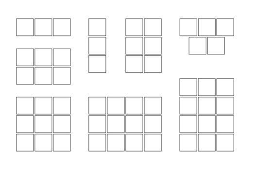 marco collage desde cuadrado forma para foto, imagen modelo línea colocar. estado animico tablero disposición, antecedentes. galería red, frontera contorno ilustración vector