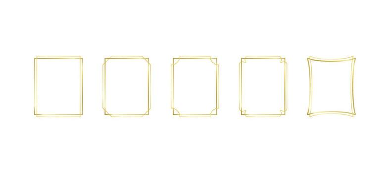 Decorative gold rectangle frames for note text, line set. Vintage rectangular shape. Highlight and underline text box decorative. Golden line border. isolated illustration vector