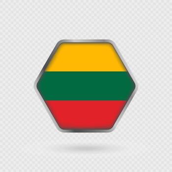 Lithuania flag in a hexagon frame. vector