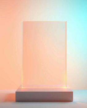 Minimalist product display stand with soft gradient lighting and subtle texture photo