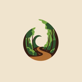 Logo design of a forest with a path vector