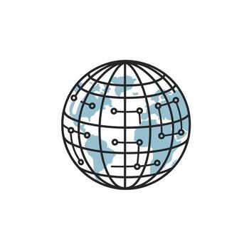 globo con un red conexión logo diseño vector