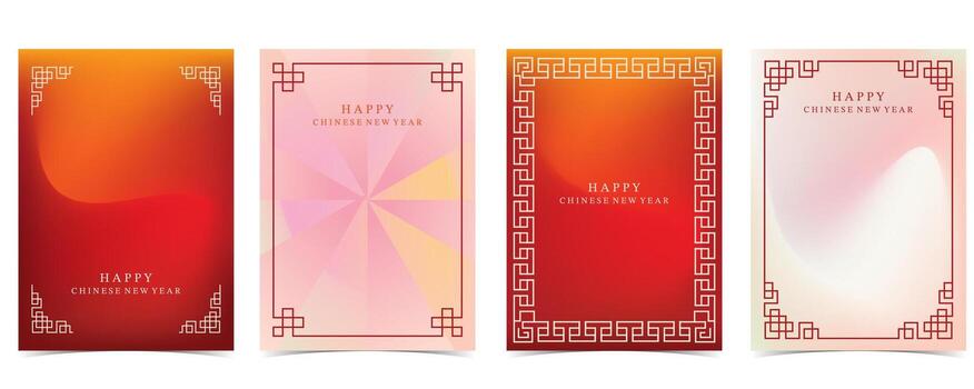 Red and gold gradient Chinese frame background for Chinese new year, menu, poster, card invitations and social media template vector