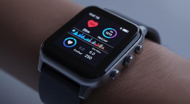 reloj inteligente en muñeca mostrando salud métrica y datos visualizaciones foto