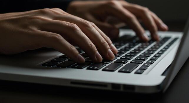 mecanografía en ordenador portátil teclado para comunicación o programación foto