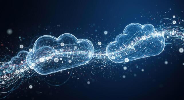 Cloud computing network connection data flow photo