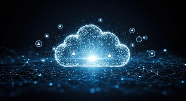 Cloud computing digital network technology concept with people icons photo