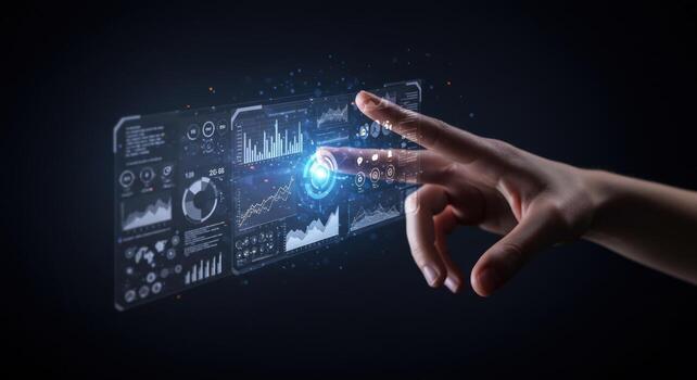 Interactive data visualization display technology interface photo