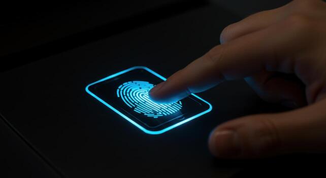 biométrico huella dactilar escanear tecnología para seguridad acceso foto