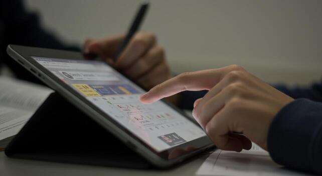Digital tablet interaction with stylus pen for mobile computing photo