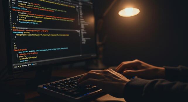 Coding at night programming development scripting photo