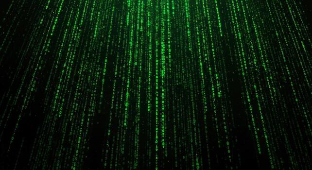 Abstract binary code matrix rain digital stream technology background photo