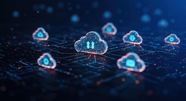 Cloud computing network data technology concept abstract background photo