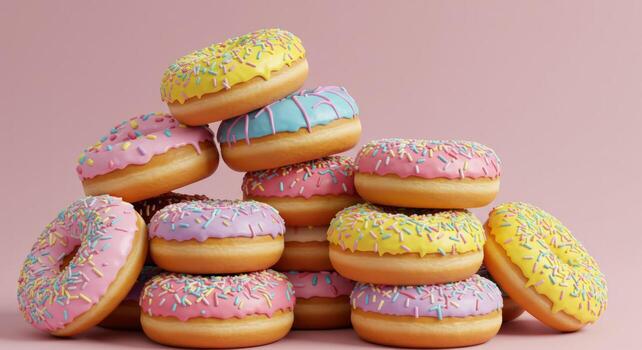 apilar de rosquillas con vistoso Crema y asperja foto