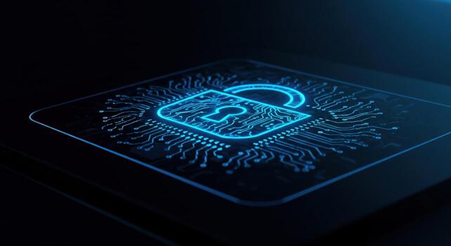 Digital lock icon for data security and encryption photo