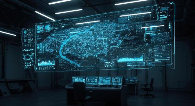 Advanced technology interface display for data analysis and urban planning photo