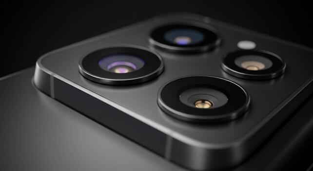 Modern smartphone camera array close up technology and mobile photography photo