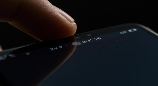 Finger tapping touchscreen display device interface photo