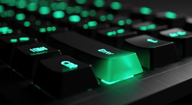 Illuminated keyboard with backlit keys technology photo