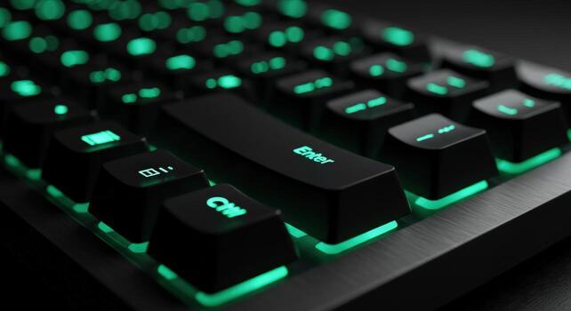 Illuminated keyboard keys with backlighting technology photo