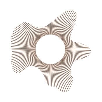 Sound circle, ring lines mockup. Circular wave. Equalizer logo, radial spectrum. Voice symbol. Wavy radial frame pattern. Radial rays. Depicting audio music icon. Mocha mousse color backdrop. vector