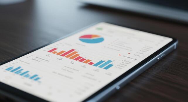 Mobile data analytics and chart visualization for business intelligence photo