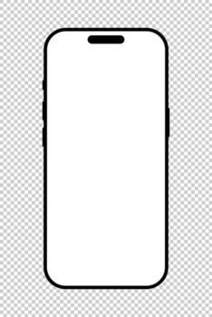 Smartphone with black frame. Gadget flat symbol. Device sample front view. Sign for website design, ui, mobile app. Mobile phone icon with white backdrop. Blank smart phone white screen template. vector