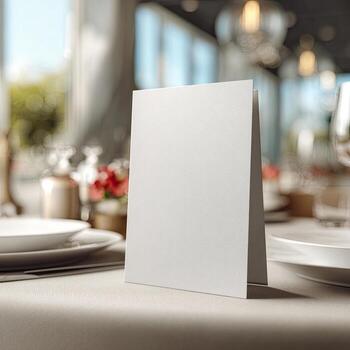 Blank white menu on table photo