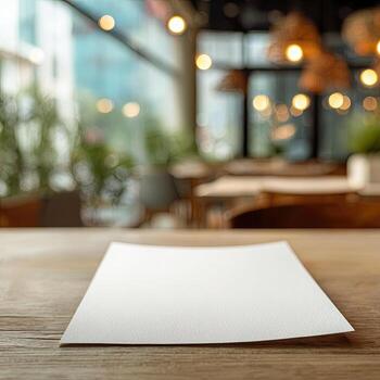 Blank white menu close-up photo