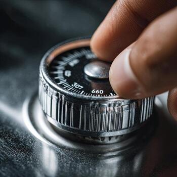Hand adjusting dials in macro shot photo
