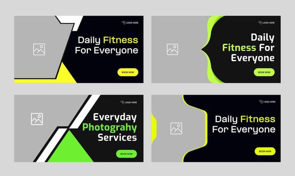 Multipurpose web banner design for social media post, fully customizable bundle banner design, fitness, photography, healthcare bundle banner design, customizable eps 10 file format vector