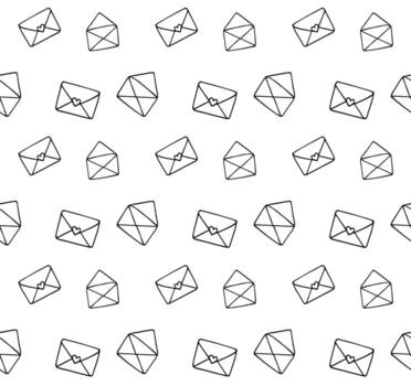 Seamless pattern of hand drawn doodle sketch opened letter envelope isolated on white background vector