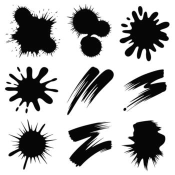 black ink splashes set of different shapes and sizes vector