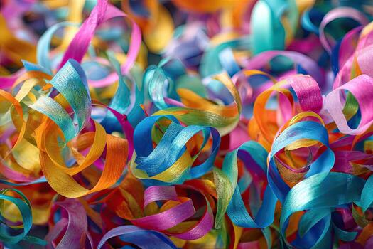 Colorful ribbons tangled in a vibrant mess photo