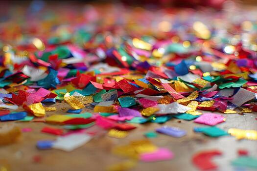 Colorful confetti scattered on a floor photo