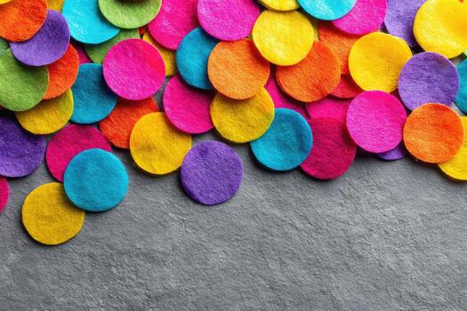 Colorful confetti circles on gray background photo