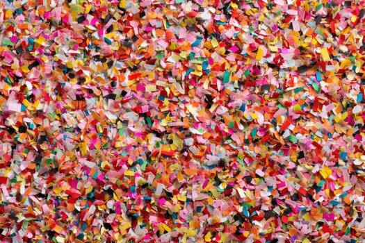 Colorful confetti scattered across a surface photo