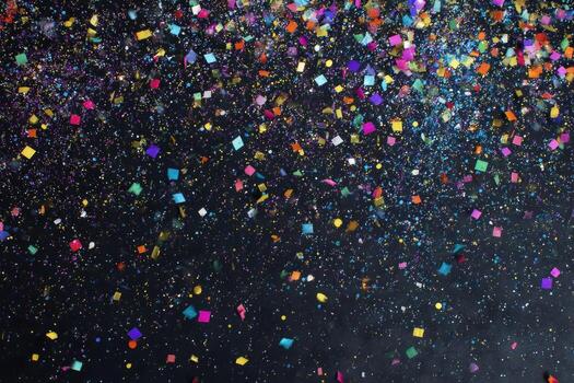 Colorful confetti raining down on a dark background photo